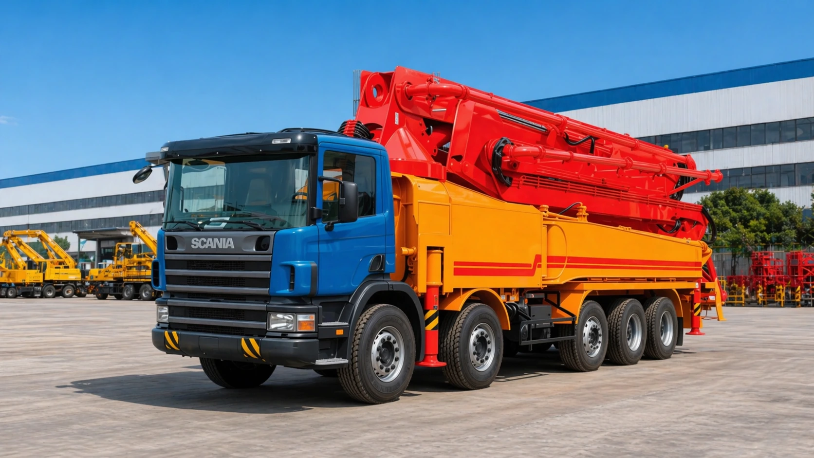 Автобетононасос 50 м SCANIA KCP50ZX170 на строительной площадке